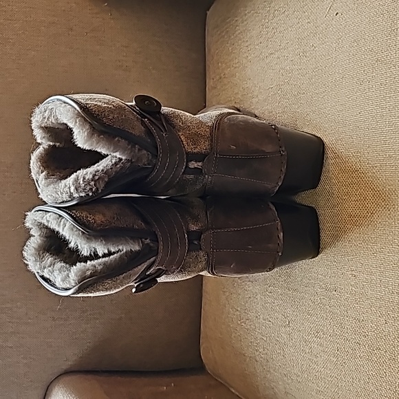 Dansko Harper Shearling Boots Womens 40 Brown Sheepskin Booties Wool Lined Shoes - Picture 3 of 6